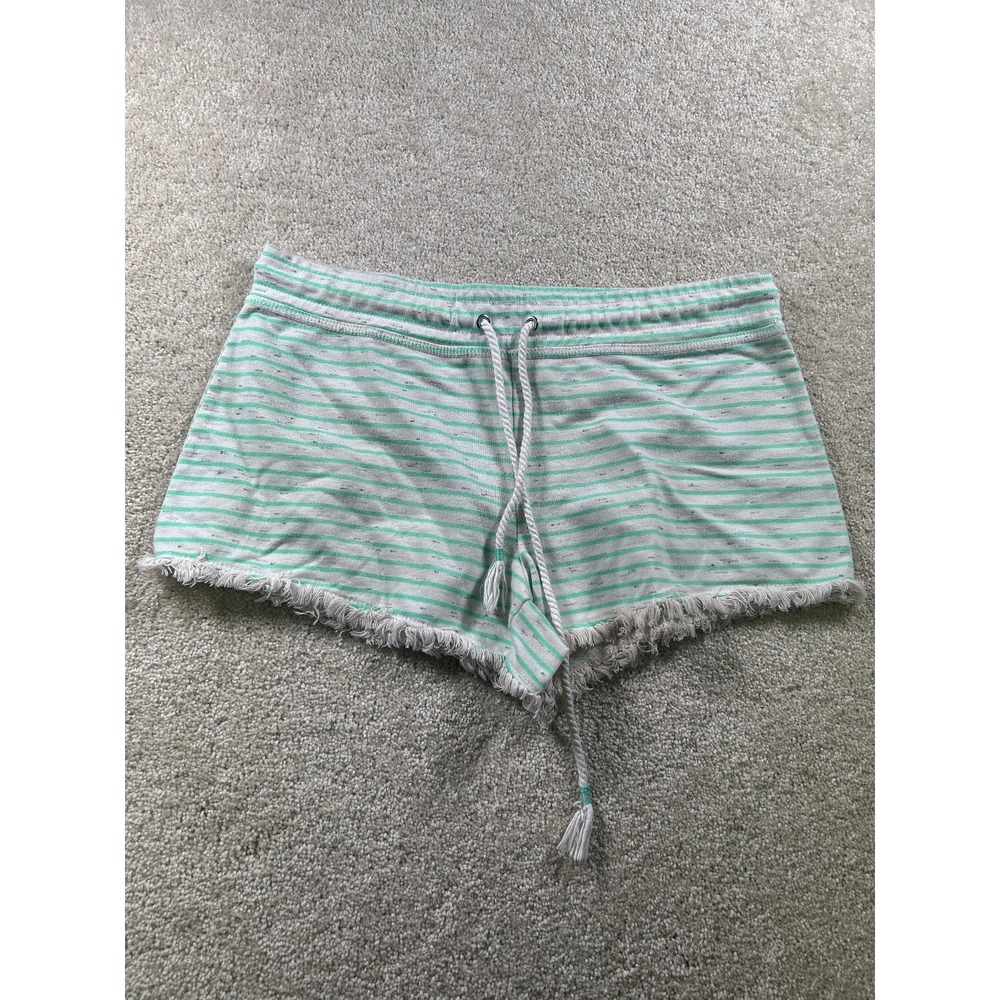 No Boundaries Women's Shorts Green Stripe Size U/G 11-13 Cotton Blend